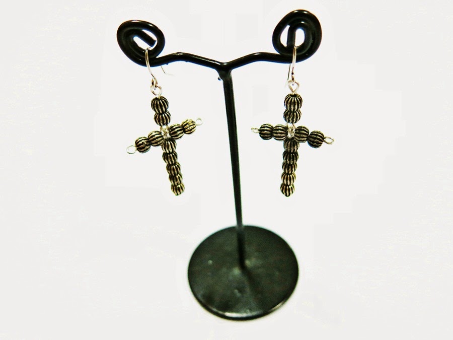 Unique Handmade Jewelry Design ED0055Black Silver Cross