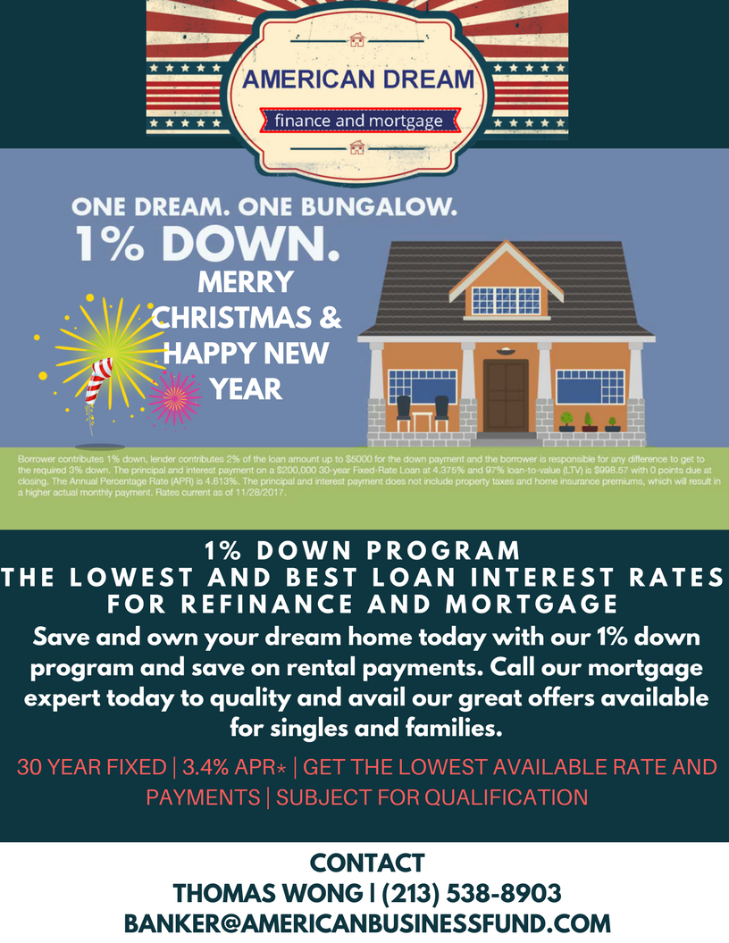 American Dream Finance and Mortgage One dream, one home, just 1 down