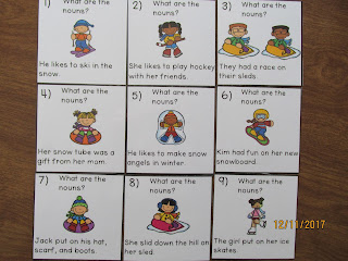 Winter Activities Nouns Task Cards