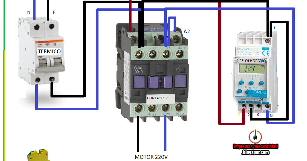Esquemas Eléctricos Maniobra Con Contactor Y Reloj Horario