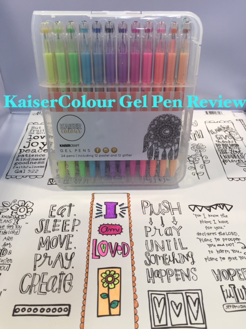 Set of 25 coloured glitter gel pens.