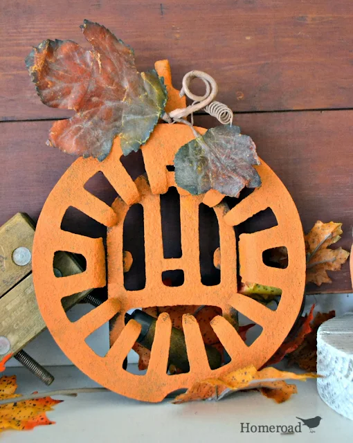 rusty orange metal pumpkin