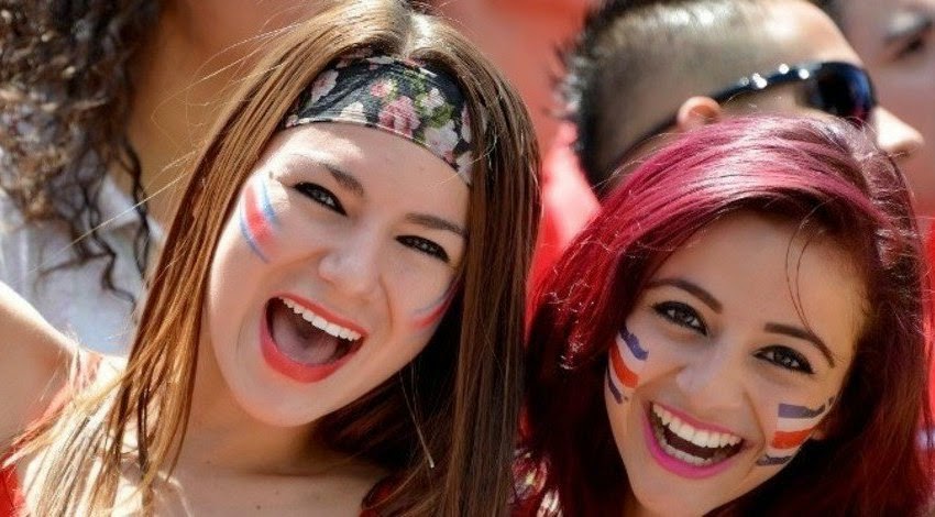 Costa Rican Female Fans Celebrate