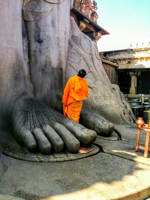 Seeking the blessings of Baahubali at Shravanabelagola, Karnataka