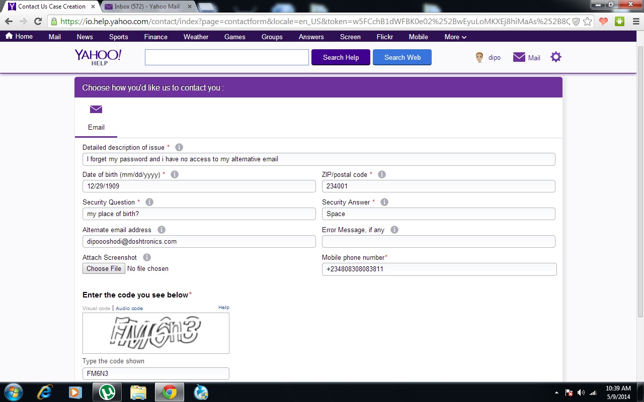 DoshTronics How to contact Yahoo support