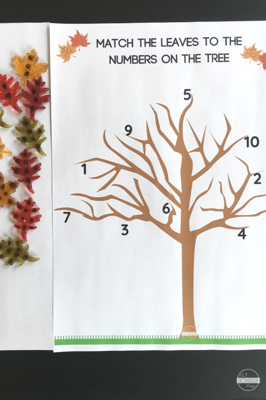 Free Autumn Tree Number Matching