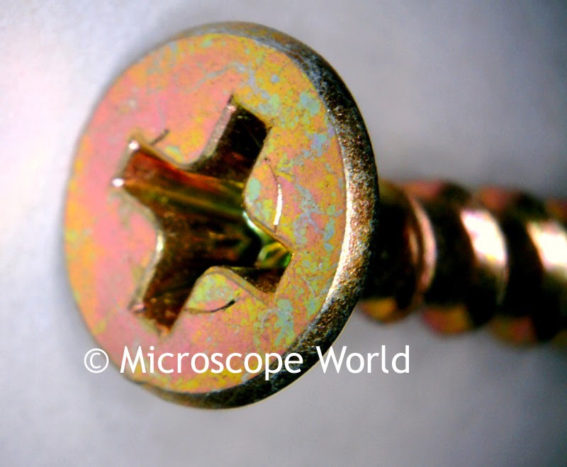 screw seen under microscope