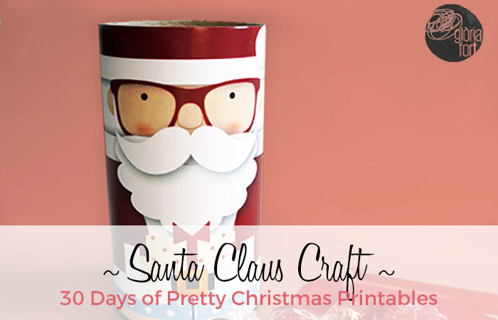 Beautiful DIY Santa Claus candy bag holder from Gloria Fort Studio. 30 Days of Pretty Christmas Printables hosted by GradeONEderfulDesigns.com