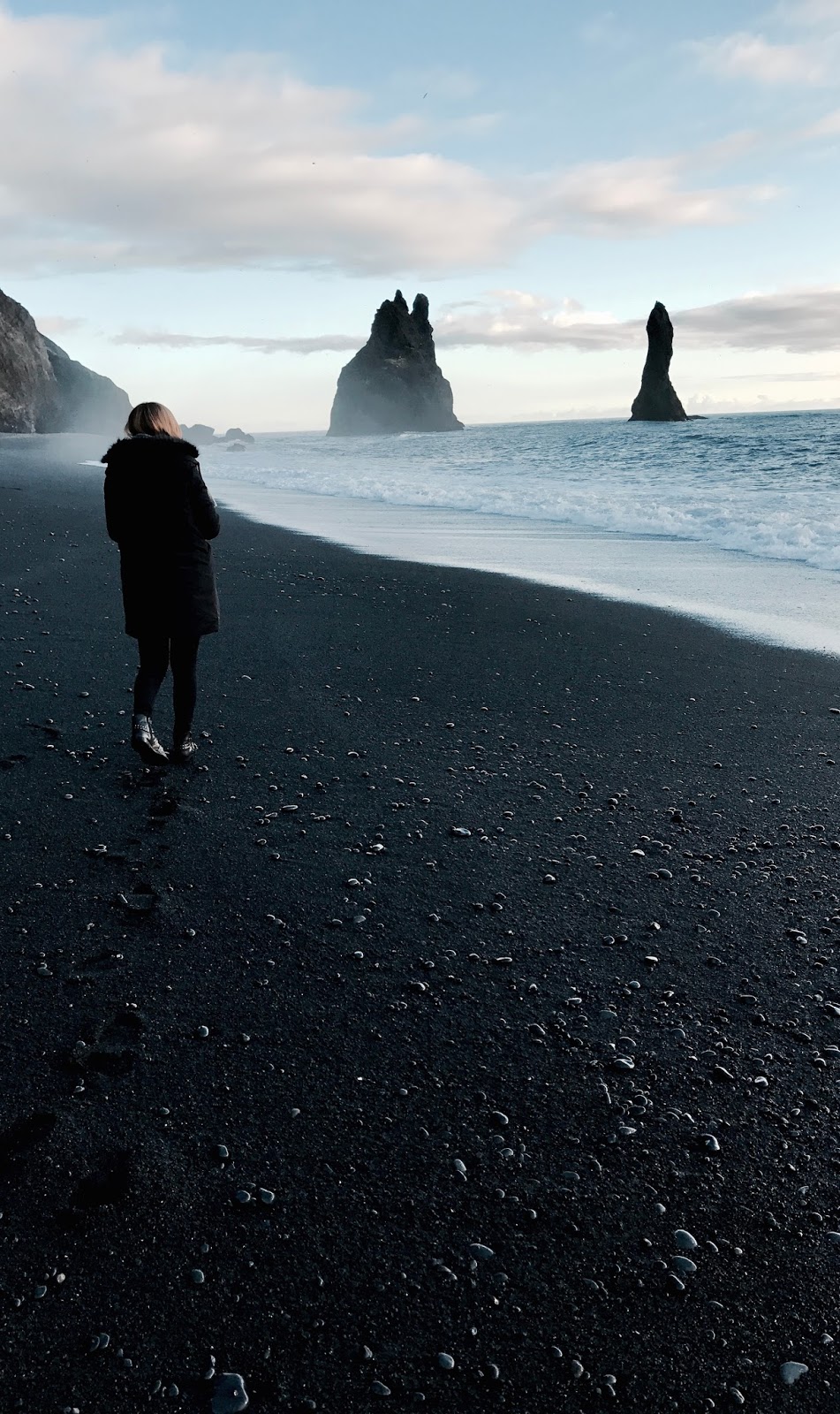 Girl on Black Beach Photo