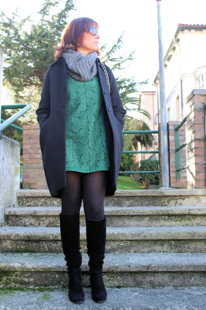 looks vestido verde encaje