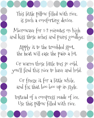 DIY Rice Bag Warmers Poem Printable at artsyfartsymama.com #printable #freeprintable
