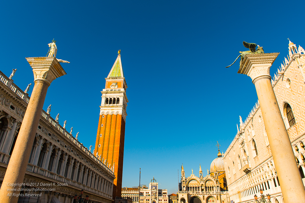 a photo of the campanile in st marks square venice