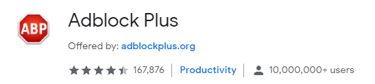 Adblock plus (credit to https://chrome.google.com/webstore/detail/adblock-plus/cfhdojbkjhnklbpkdaibdccddilifddb?hl=en-US)