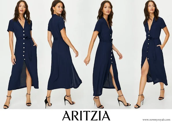 Meghan Markle wore Aritzia Button front midi shirt dress