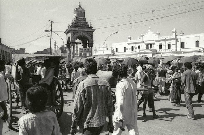 Mysore, Mysuru, Krishna Rajendra Circle, Dufferin Clock Tower, © L. Gigout, 1990