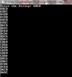 C program to print all the possible permutations of a string