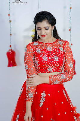 Telugu Tv Anchor Shyamala Photoshoot In Red Dress