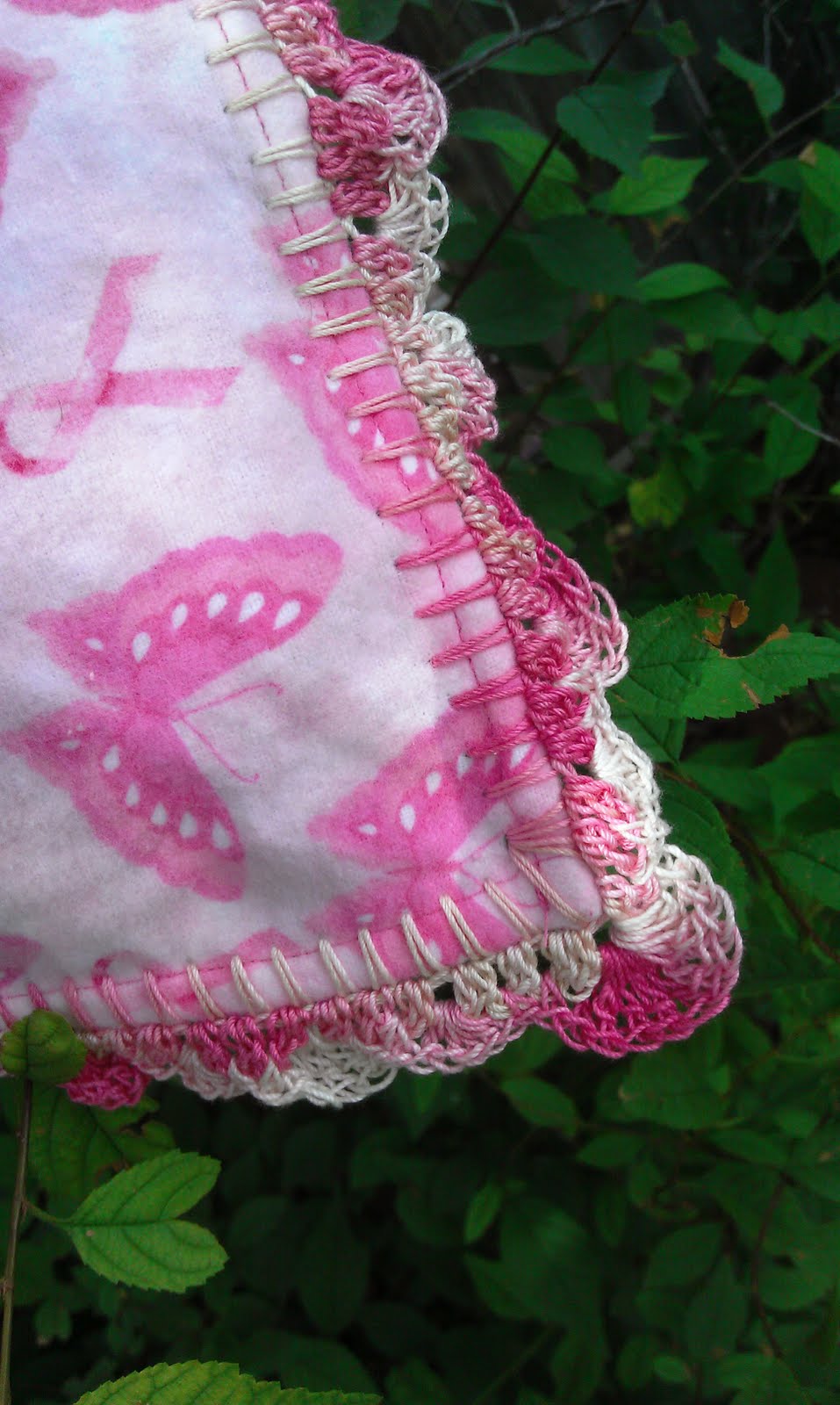 Taming Roses Flannel Receiving Blanket with Crochet Edging...