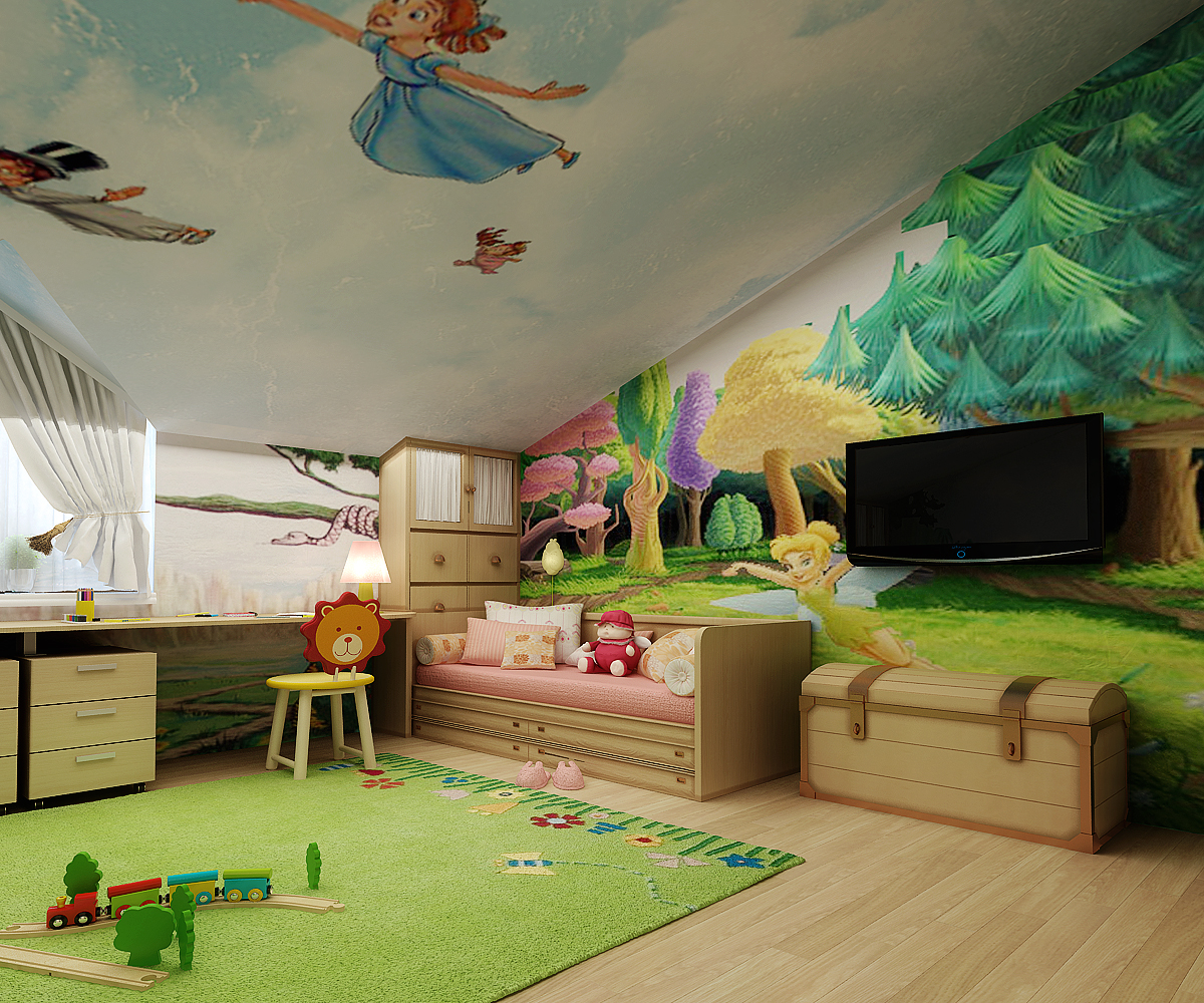Детская комната для девочки на мансарде дизайн фото