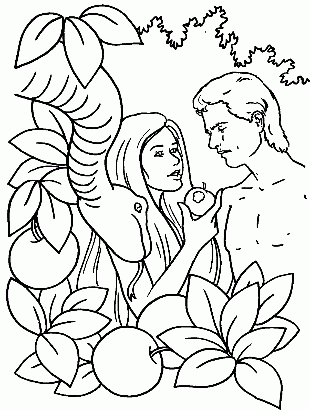Adán y Eva para colorear Dibujos para Niños