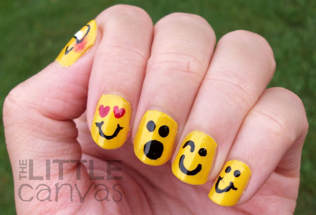 31 Day Challenge - Day 3 - Yellow Nails - Emoticons! - The Little Canvas