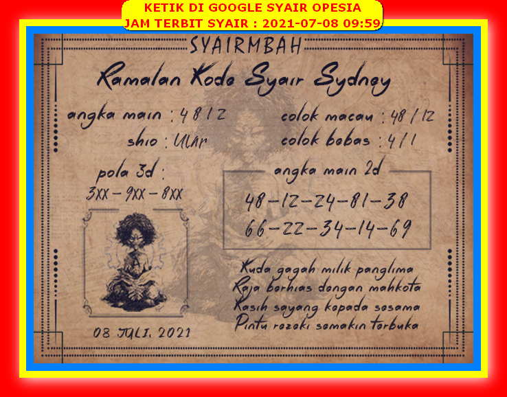 Syair Sdy 8 Juli 2021 Kode Syair Sgp Syair Hk Syair Sydney 2021 Syair Sdy 8 Juli 2021 Kode Syair Sgp Syair Hk Syair Sydney 2021