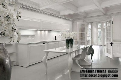 contemporary white kitchen designs and ideas, art deco kitchen with coffered ceiling