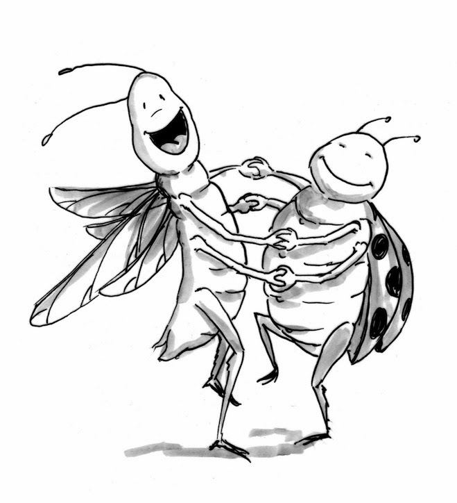 Kinderbuchillustration, Cartoon, funny, Insekten, niedlich, süß, Strichzeichnung