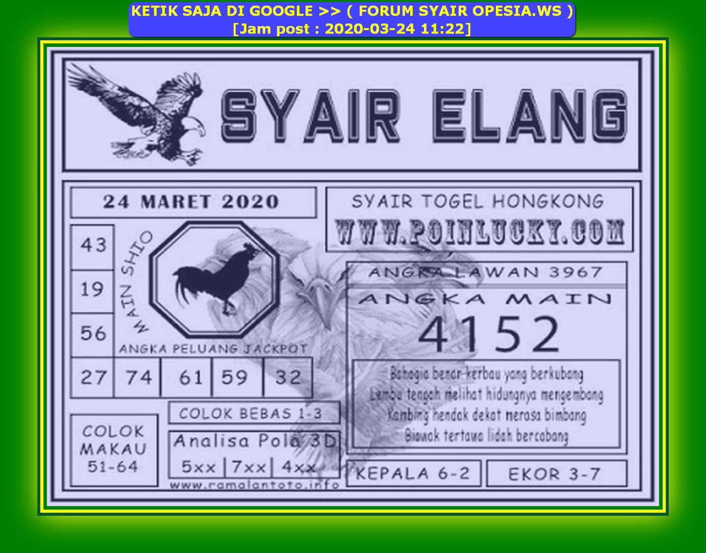 1 New Message Kode Syair Hongkong 24 Maret 2020 Forum Syair Togel Hongkong Singapura Sydney