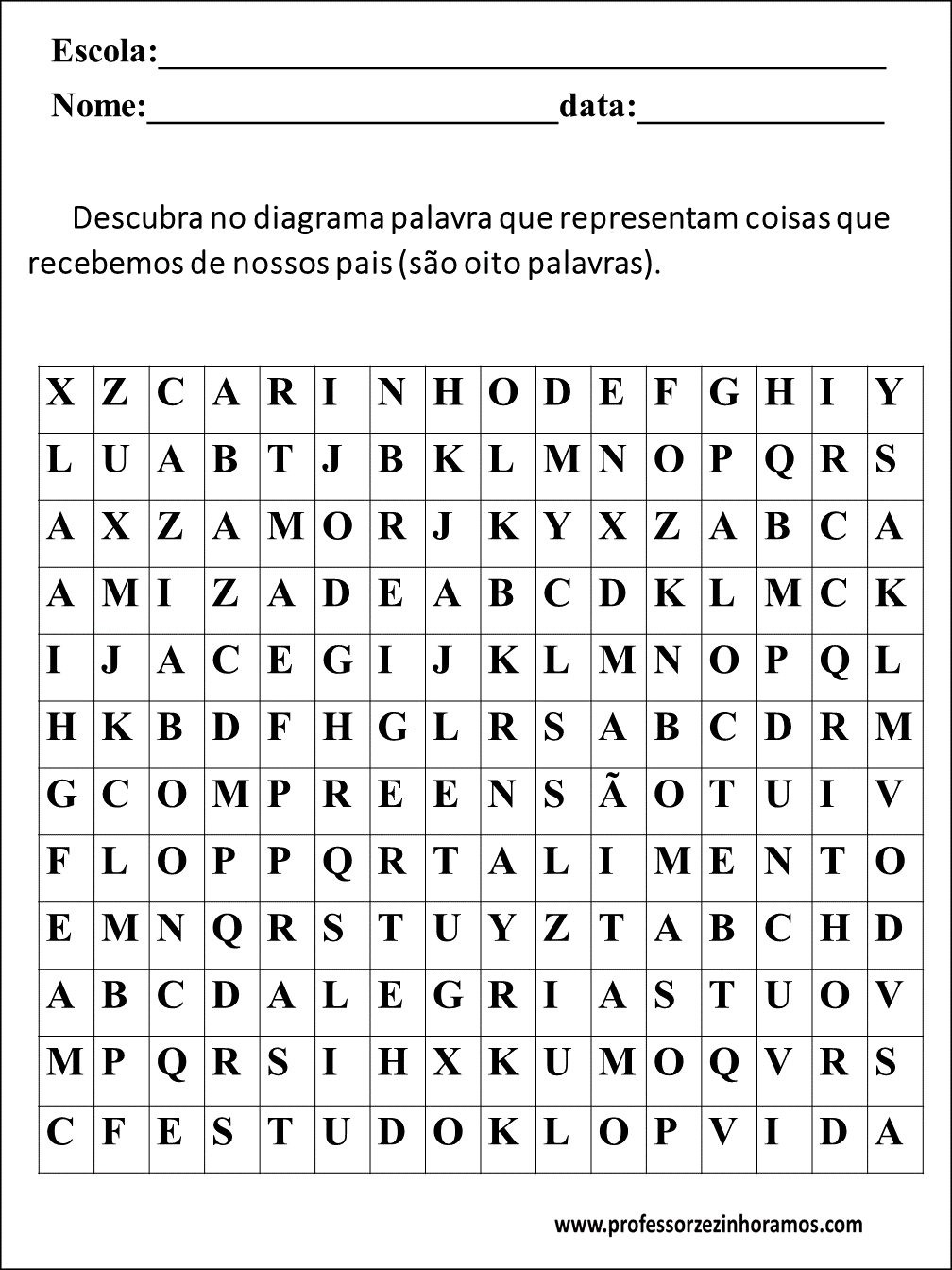 BLOG PROFESSOR ZEZINHO: Atividades - Cruzadas