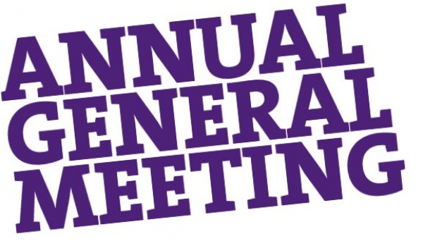 The words Annual General Meeting are written at a sloping angle on a page