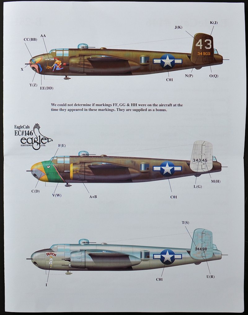 The Modelling News: Eagle Cals EC#146 B-25H Mitchell decals in 32nd Review