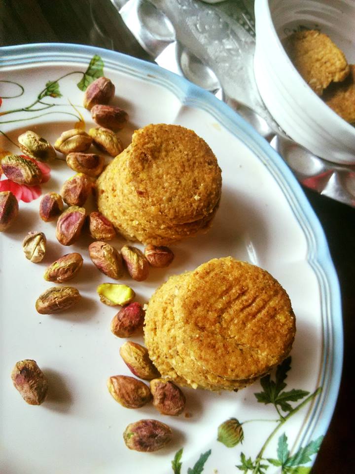 Whole Grain Biscuits With Barley, Pistachio Eggless Healthy Cookie Recipe