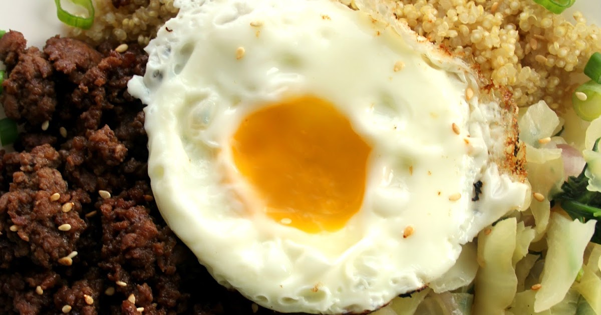 Jo and Sue Korean Beef and Quinoa Bowl with Cabbage and Spinach