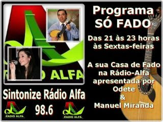 Tout vendredi "Só Fado" R Alfa 98.6 - 21h/23h