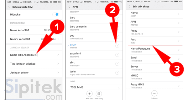 Memasang proxy di pengaturan APN Android Memasang proxy di pengaturan APN Android
