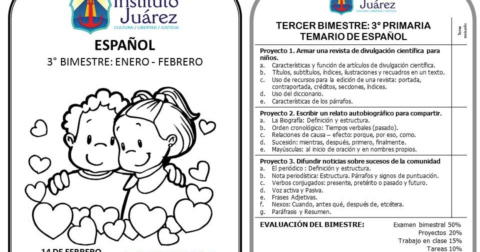 Instituto Juárez 3° Primaria: Portadas de español tercer bimestre