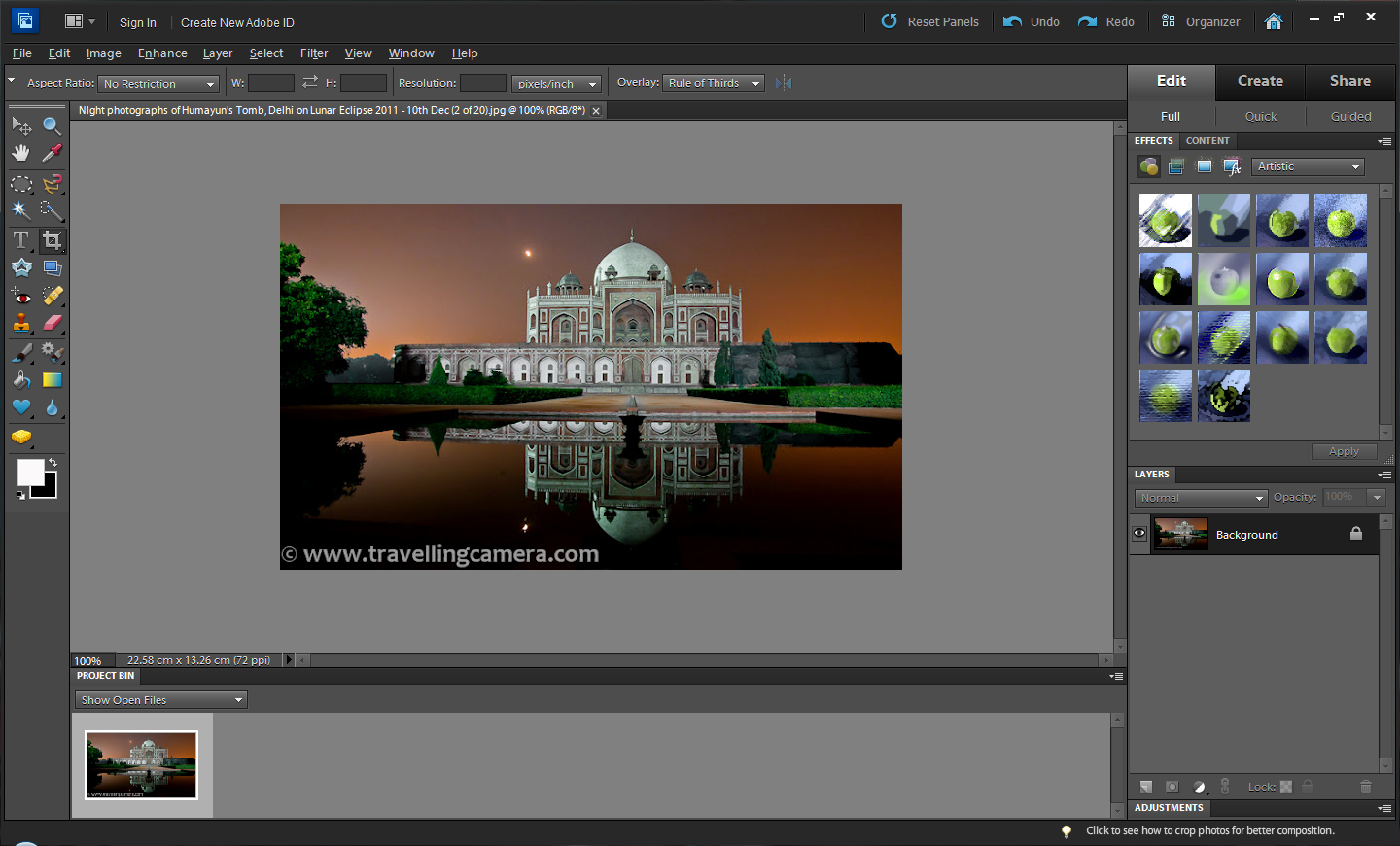 How to achieve LensZoom Effect in Adobe Elements ZoomIn
