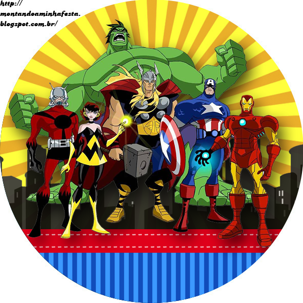 Los Vengadores Comic Toppers y Wrappers para Cupcakes para Imprimir