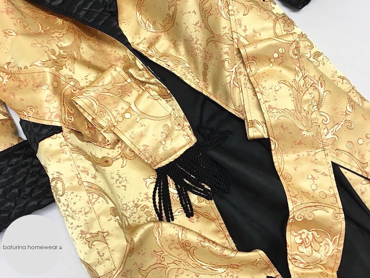 Men's Gold Paisley Silk Dressing Gown