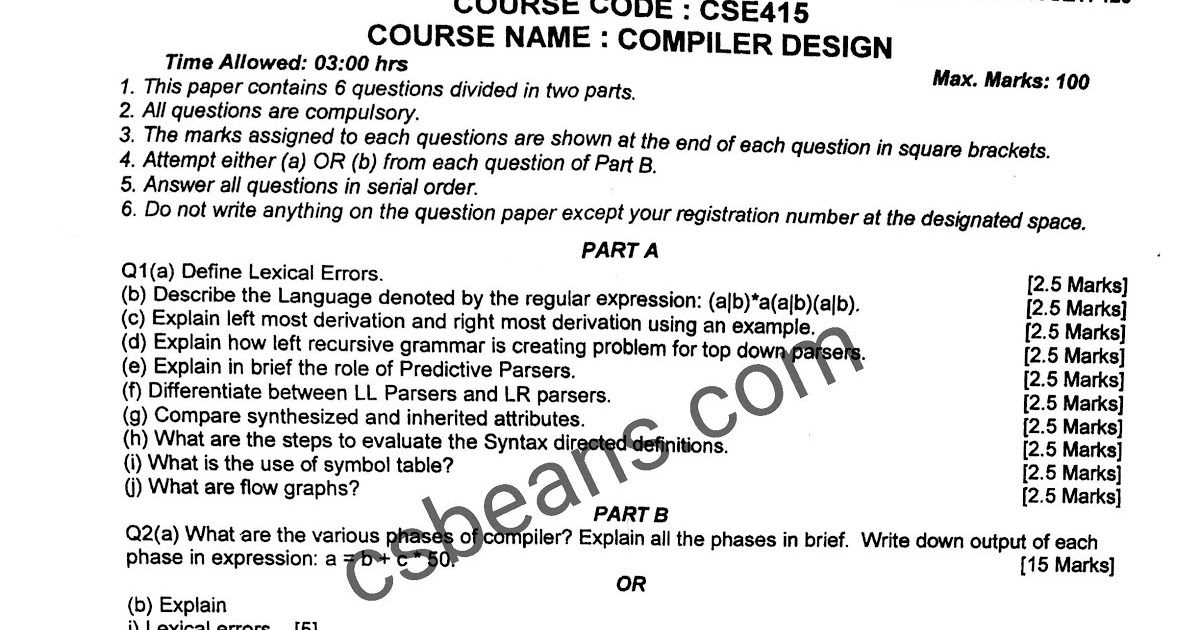 Compiler design and construction image
