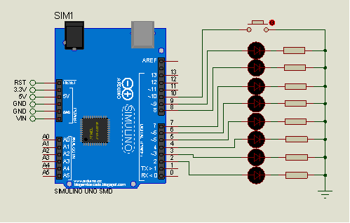 Arduino I/O Configuration with 8 LED