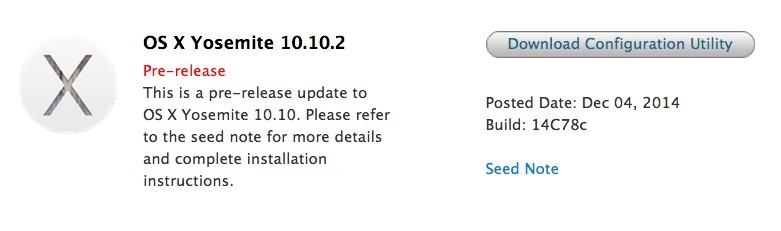 Mac OS X Yosemite 10.10.2 Beta 2 (14C78c)
