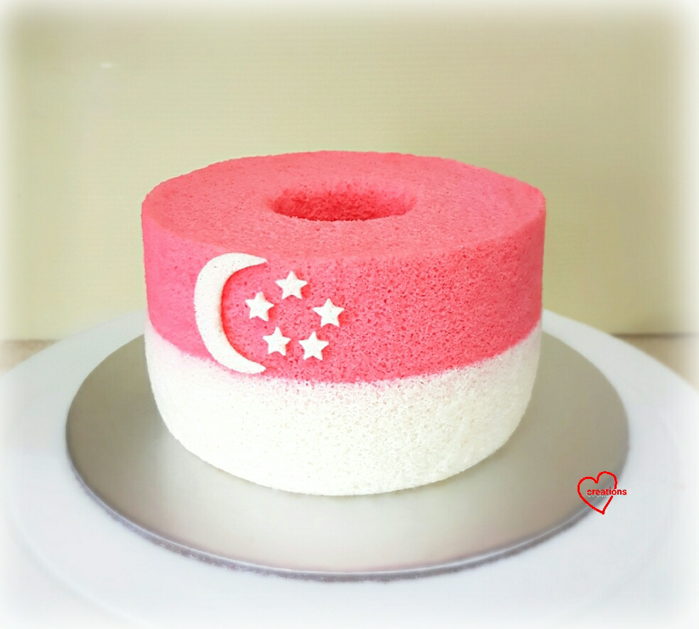 Loving Creations for You ‘Singapore Flag’ Raspberry JelloMilk Chiffon