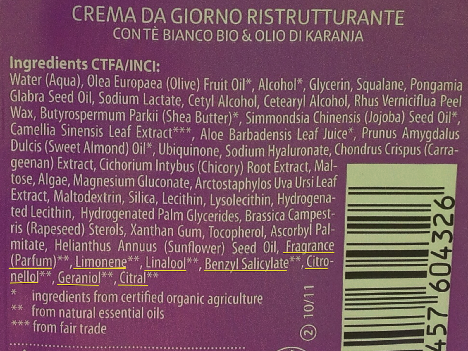 Crema ristrutturante viso con tè bianco bio e olio di karanja di Lavera