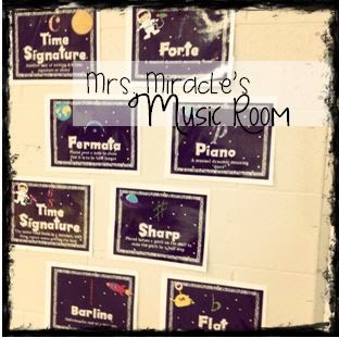 My Music Room Set-Up: Blog post with TONS of ideas for organization and decor in your music and/or space-themed classroom!