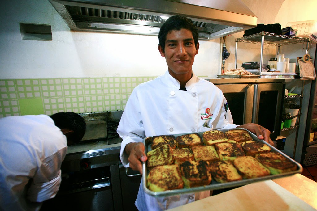 Learning culinary skills at Origen Restaurant in Oaxaca