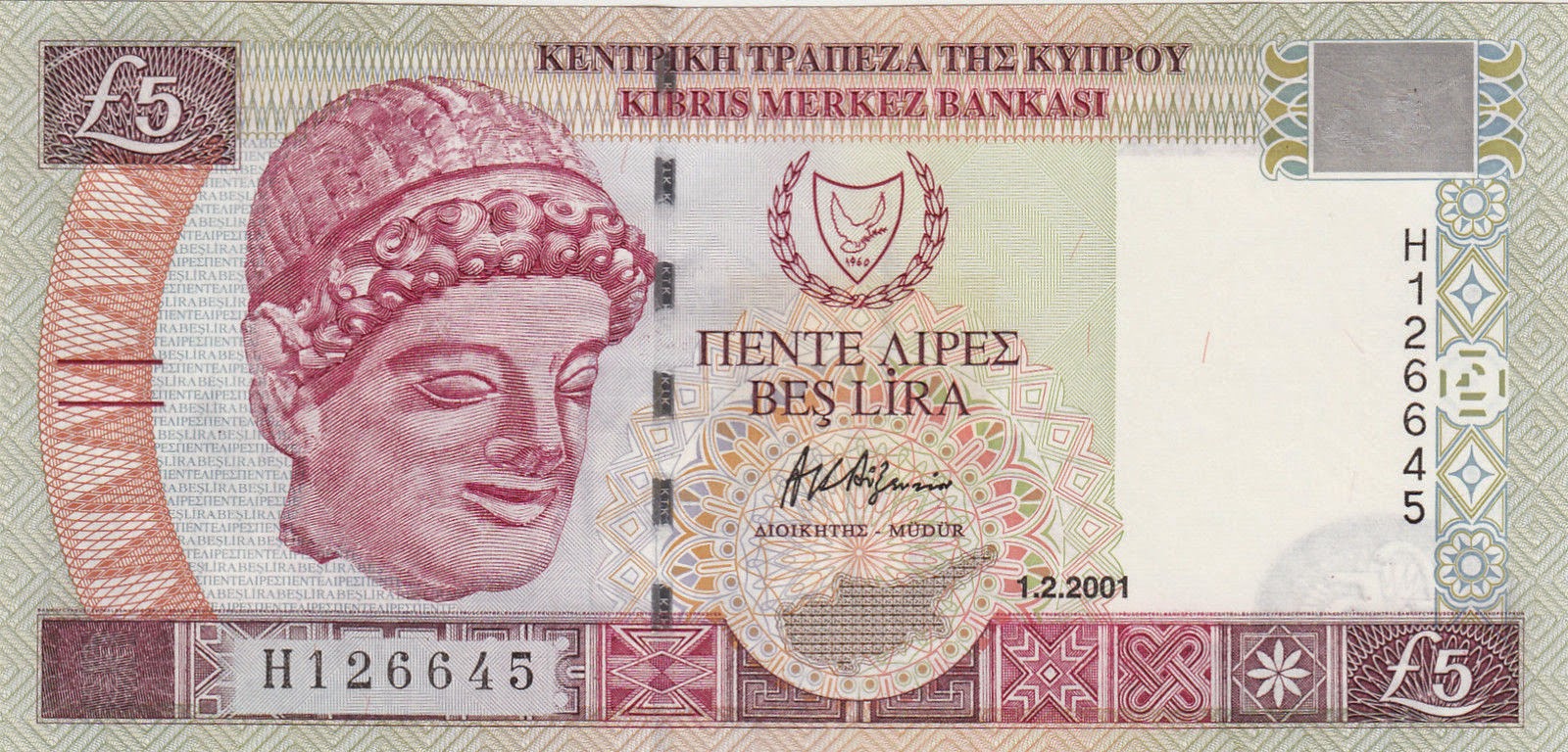 Cyprus 5 Pounds banknote 2001|World Banknotes & Coins Pictures | Old ...
