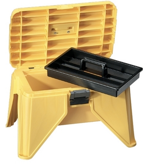 plastic combination step stool and toolbox