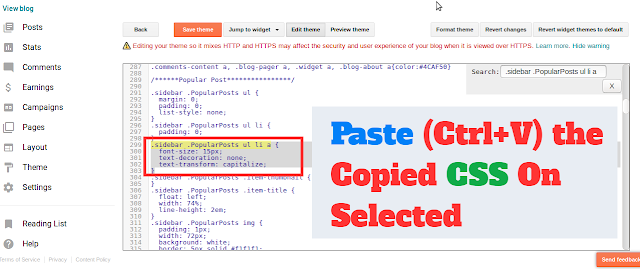 Paste the copied CSS to Selected CSS into Blogger Paste the copied CSS to Selected CSS into Blogger